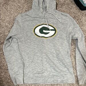 Majestic Gray Hoodie with Green bat packers Logo